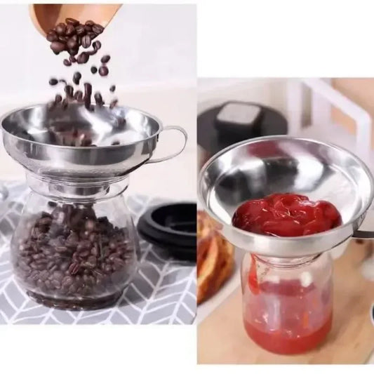 Stainless Steel Wide Mouth Jar Funnel Multifunctional Kitchen Tool