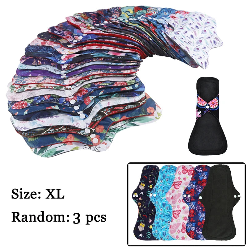 S+M+XL Reusable Menstrual Pads Bamboo Washable Sanitary Napkins