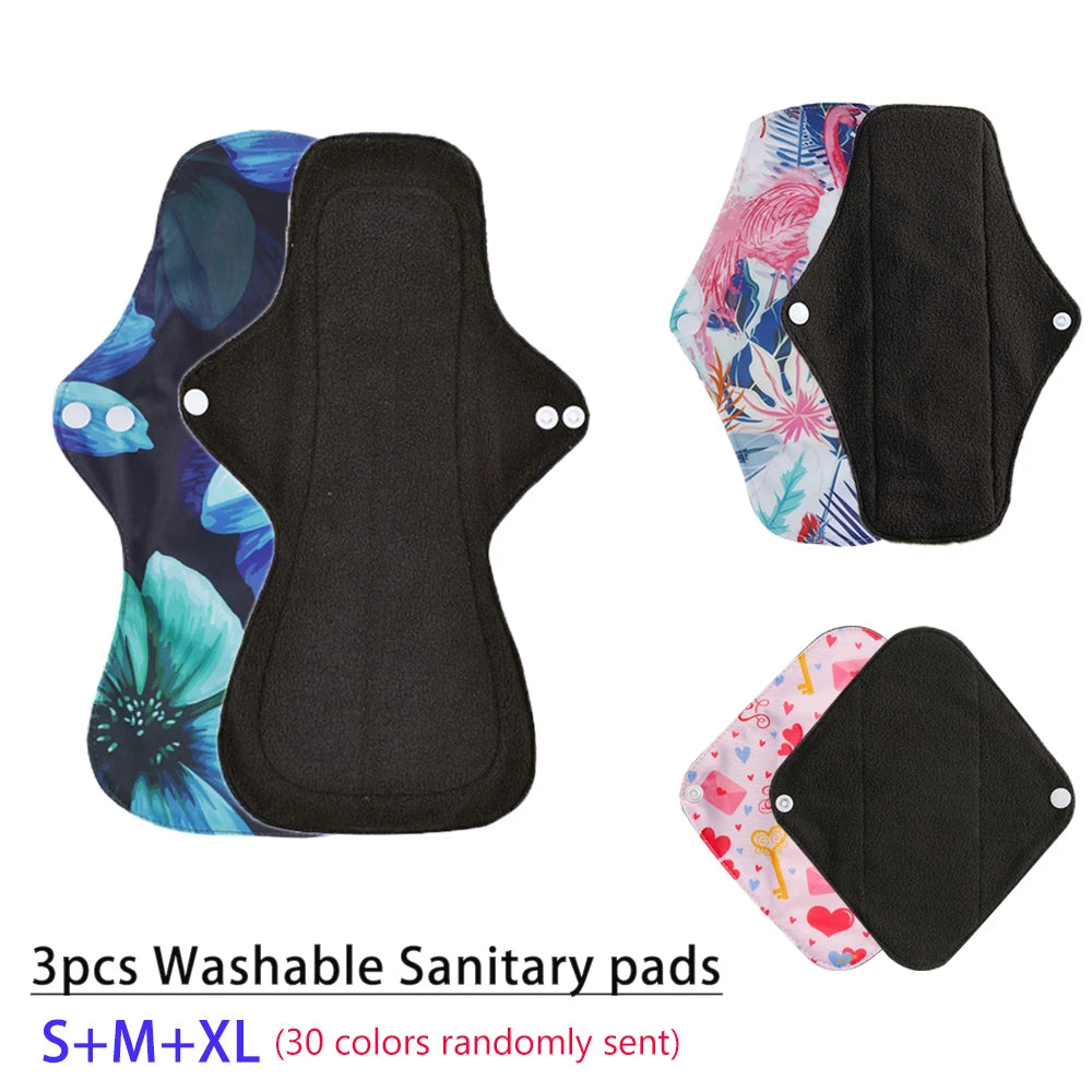 S+M+XL Reusable Menstrual Pads Bamboo Washable Sanitary Napkins