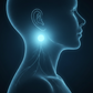 Light with black background, light is light blue, black is dark blue: acupunture point in neck for vagus nerve