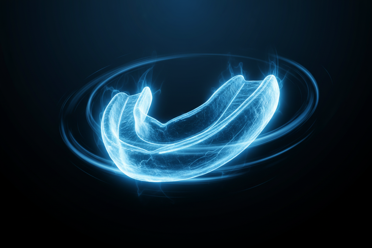 Light with black background, light is light blue, black is dark blue: silicone mouth guard dynamic